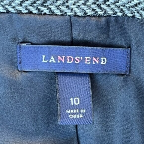 Lands' End NWOT Wool Blend Blazer Jacket Herringbone Black Single Breasted Sz 10 - Picture 5 of 7